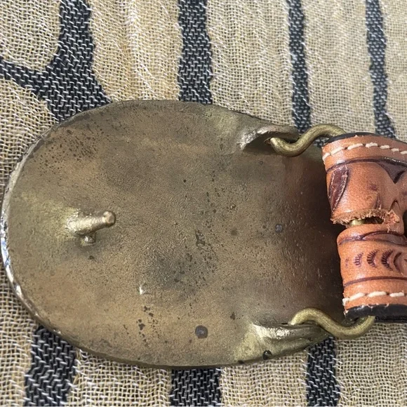 Larry Mahan - Vintage, Western Leather Belt w/San Dimas Brass Buckle size 30